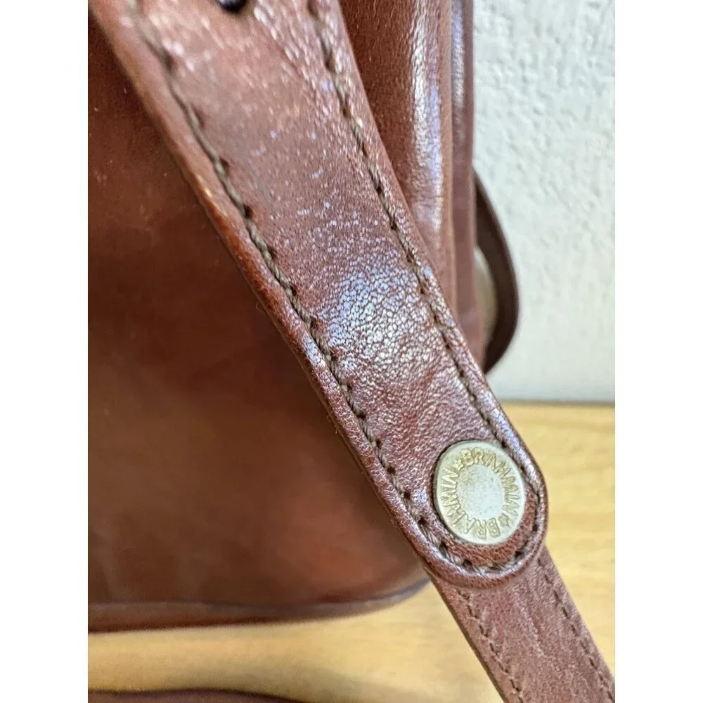 Brahmin Brown Leather Shoulder Bag Womens Medium Adjustable Strap Tote Purse
